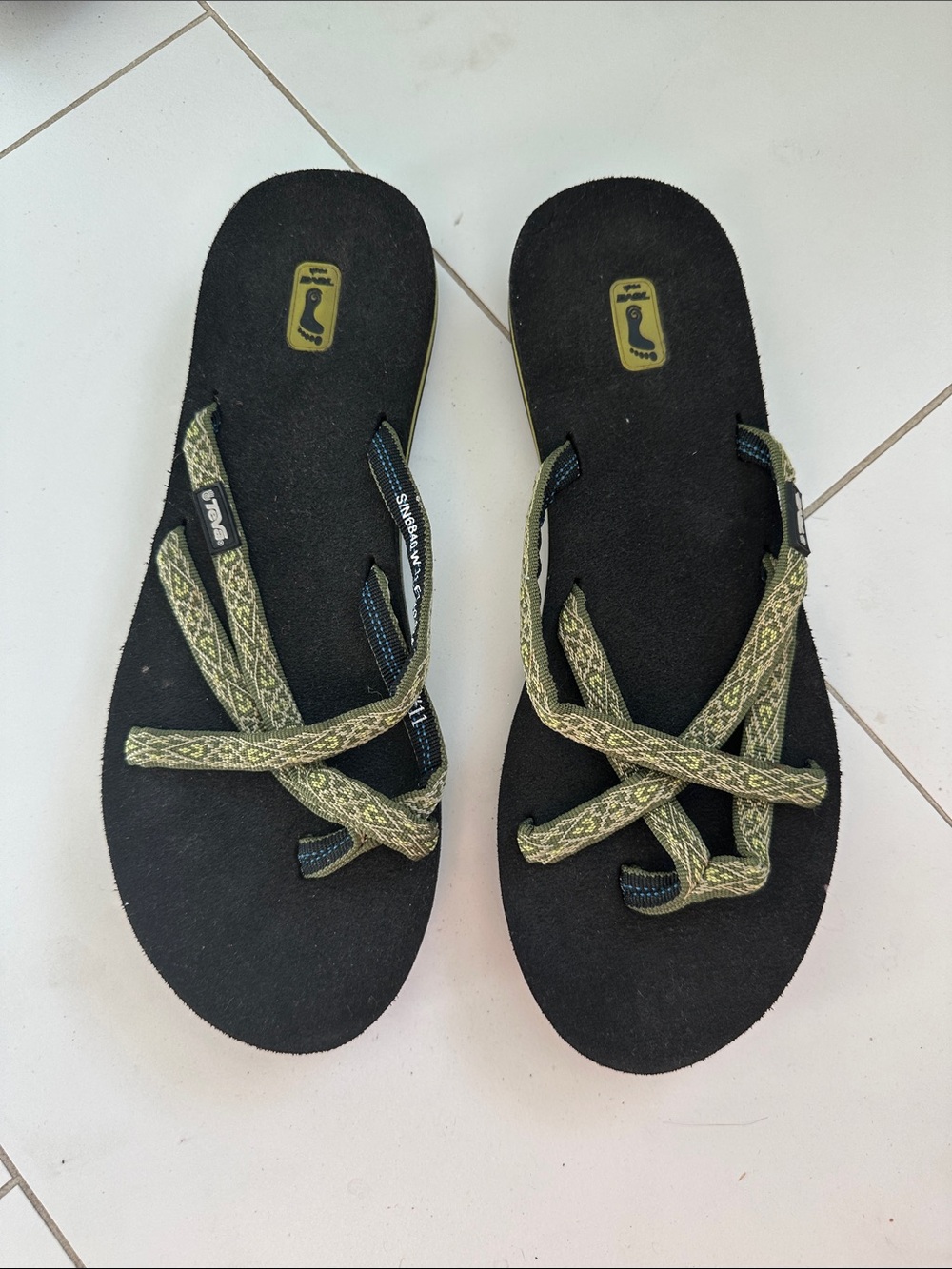 Teva Olowahu Flip Flop Geometric Straps Strappy Summer Sandals Women's Size 11